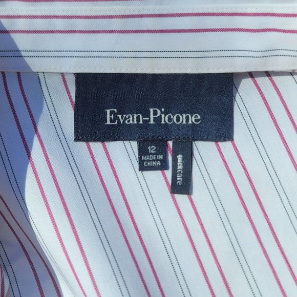 Evan Picone pinstripe button-up blouse, size 12 quickcare, EUC - Picture 3 of 7